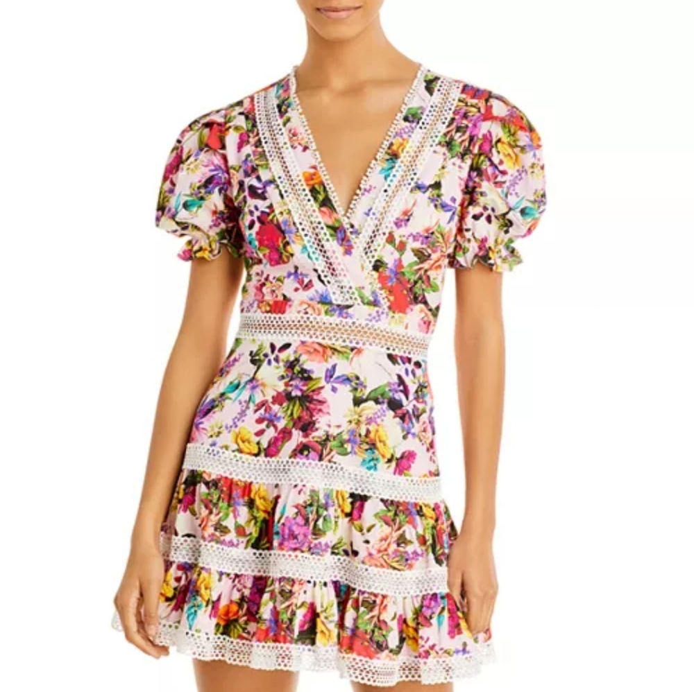 Aqua x Mary Katrantzou Floral Lace-Trim Dress - Size M